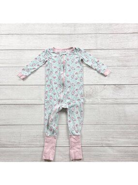 Max & Olivia Baby Girl Footless Zip Pajamas Narwhal Print Seashell 12-18 Months